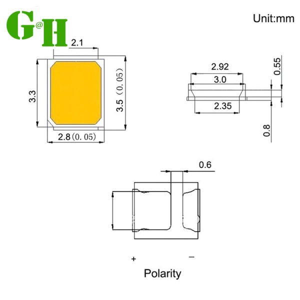 General Lighting 2835 LED Emitting Diodes Current 60mA 150mA Suitable for Various Industrial and Commercial Applications