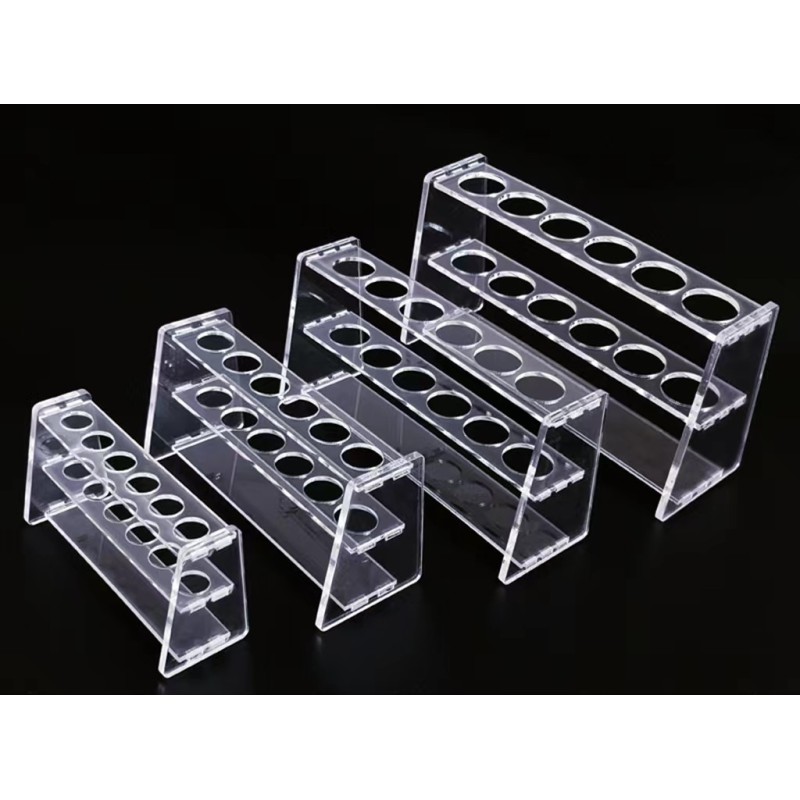 Factory Custom Durable Transparent Acrylic Test Tube Rack Clear Practical Lab Holder with Holes for Science Experiments