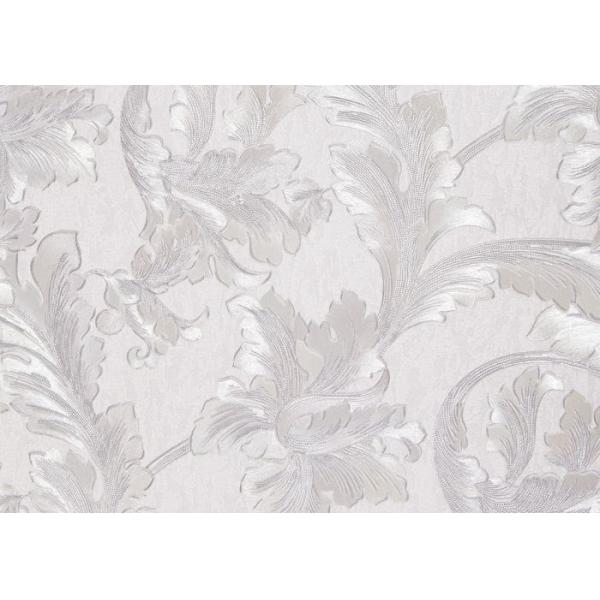 Beautiful Silver Country Style Wallpaper Embossed Vinyl Floral Pattern 0.53*10M