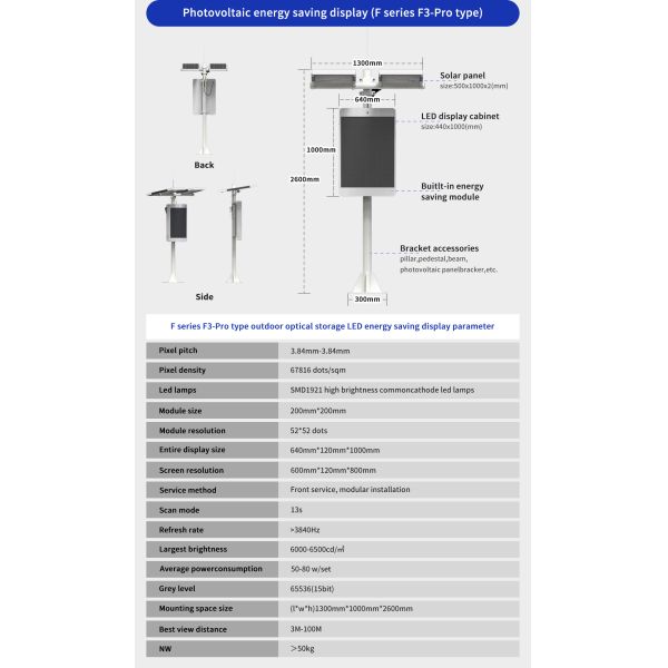 Outdoor Solar Light Pole LED Display with 2-5 Years Warranty 100000 Hours Life Span and Energy Saving