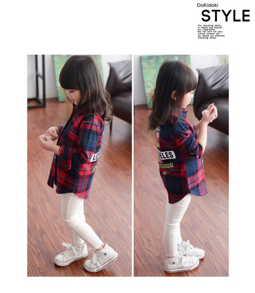 2016 Fashion Korean Style Kid's Checked Pattern Red Color Long Sleeve
