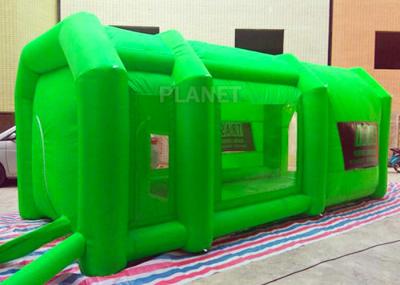 Green Color Inflatable Spray Paint Booth 3 D Design For Trade Show