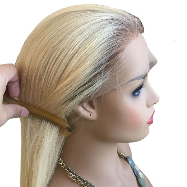 Soft and Shiny 613 Blonde Ombre Highlight Human Hair Hand Tied Wig for European Women