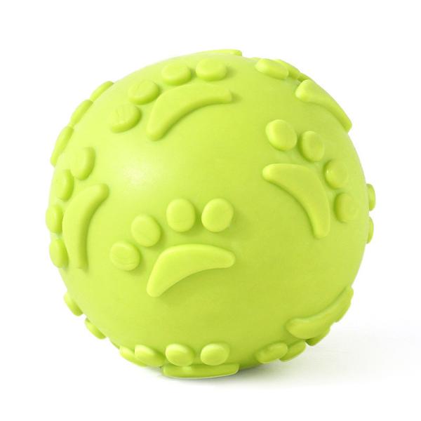 Interactive Dog Ball Toy with Squeaker | Premium TPR Paw Print Chew Toy for Small to Large Dogs | Durable Pet Training Ball for Dental Health & Exercise

