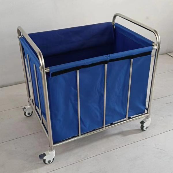 Chariot de déchets médicaux en acier inoxydable pour l'hôpital Vêtements de soins infirmiers du matin Nettoyage des salles des patients