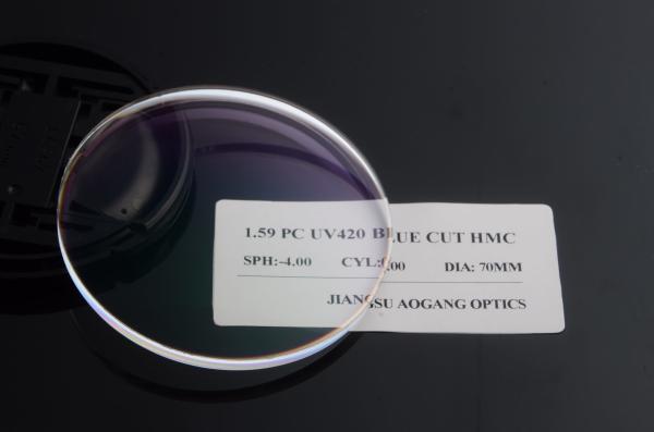 Durable 1.59 PC Blue Light Reduction Lenses Blanks , Hard Multi Coating Optical Blanks