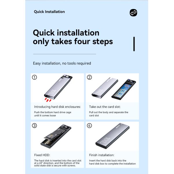 USB 3.1 Type C Hard Drive Enclosure Support M.2 SATA M.2 NVME PCIe