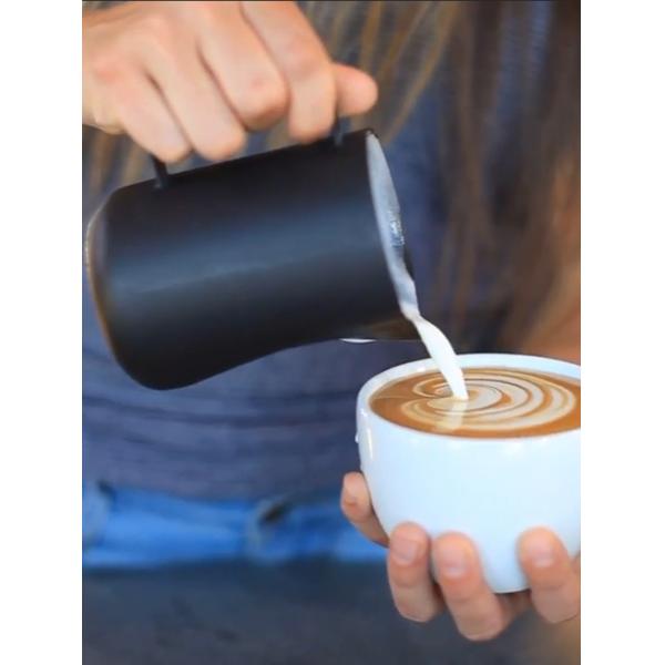 360 мл молочный пенный горшок черная нержавеющая сталь 18/8 Проверка пищевого качества