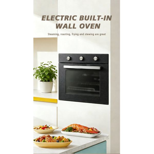 Built In Electric Oven Incorporating Easy Access Door and Ergonomic Handle Design Enhancing User Convenience and Safety