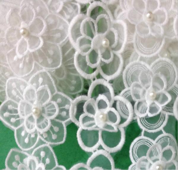 Garment Accessories Embroidery Organza Applique Flower  with Sequin