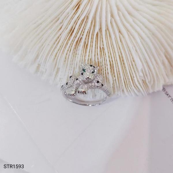 Moissanite Sterling Silver 925 Diamond Ring White Gold Leopard Ring