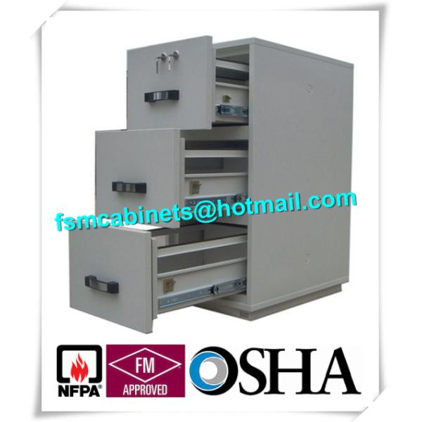 Steel 3 Drawer Fireproof Safety Cabinet , Fire Resistant File Cabinet For Paper Documents