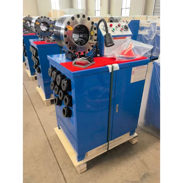 2 Inch 600 Ton From 6mm To 51mm Rubber Hose Crimping Machine Higher Model Blue Color 220v/380v Voltage With 10 Interchangeable Dies And Hydraulic Applications