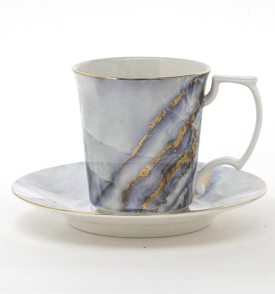 Marble design high-end cup and saucer gift set porcelain coffee tea cups and saucers