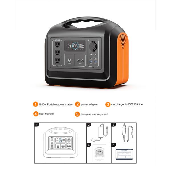 EU 1800W Outdoor Solar Portable Power Station For Camping With Panel
