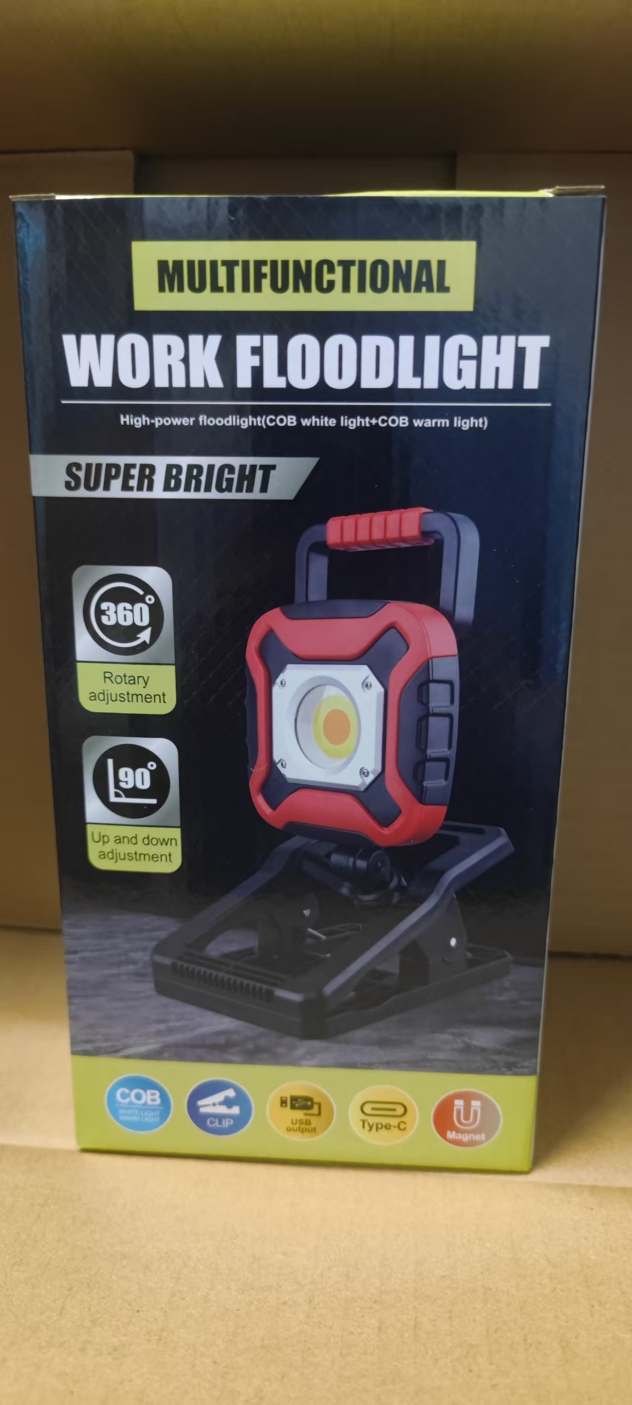 High-bright LED Charging Work Lamp with Magnet on the Bottom, Foldable Auto Repair Lamp, Cross-border Hot Sale 2025 New Model