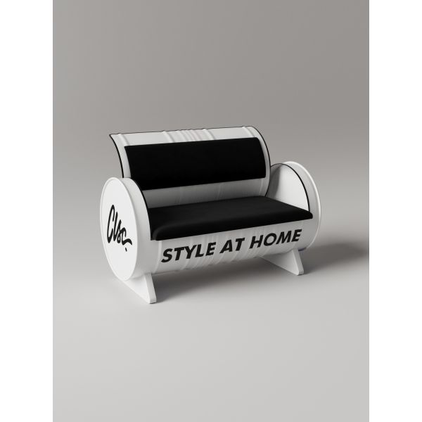 Durable Iron Frame Barrel Couch with Premium PU Leather and Compact Design for Small Spaces