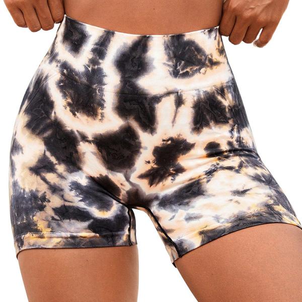 Seamless tie-dyed peach hip-lift yoga pants high-waisted tight speed-dry running fitness three sports shorts