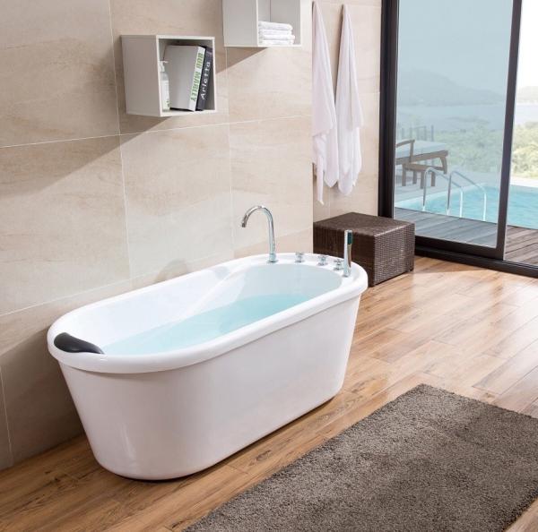 Custom Size Acrylic Freestanding Bathtub Stand Alone Tub In Small Bathroom