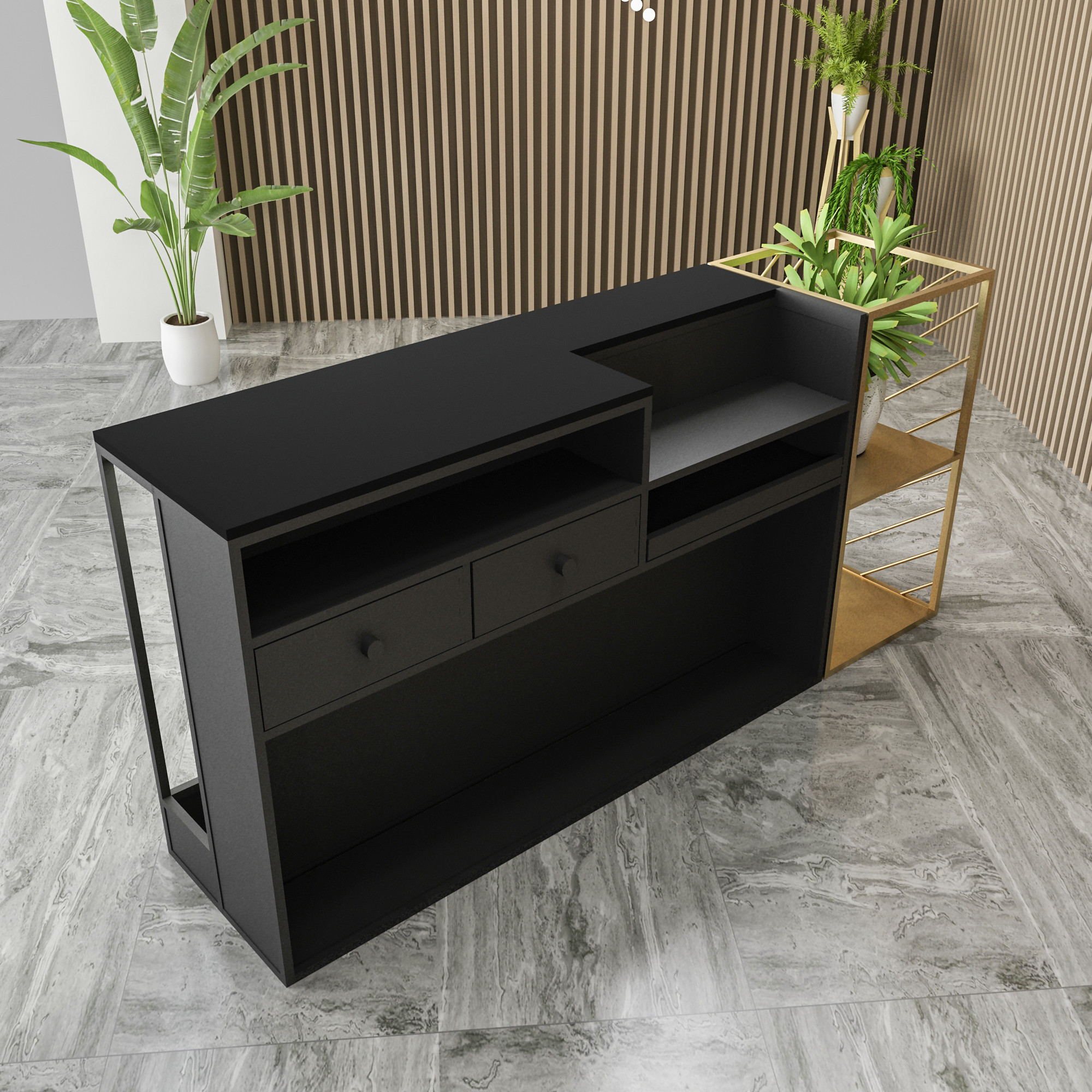 Long Life Time Advantage Reception Desk for Small Restaurant Reception Counter Table
