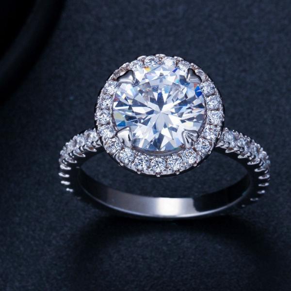 925 Sterling Silver Princess Ring Round Sparkling Ring Love Heart CZ Rings for Women Engagement Jewelry Anniversary