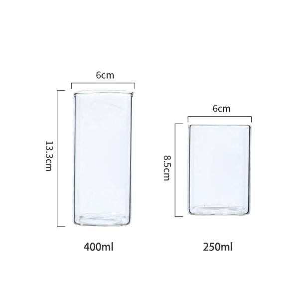 Square High Borosilicate Personalized Glass Cup 250ml 400ml for Breakfast Milk