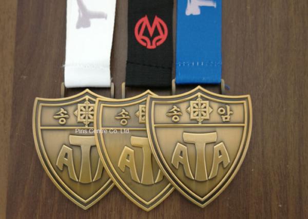 Zinc Alloy Brass Sports Ribbon Medals For Souvenirs / Honor / Prize