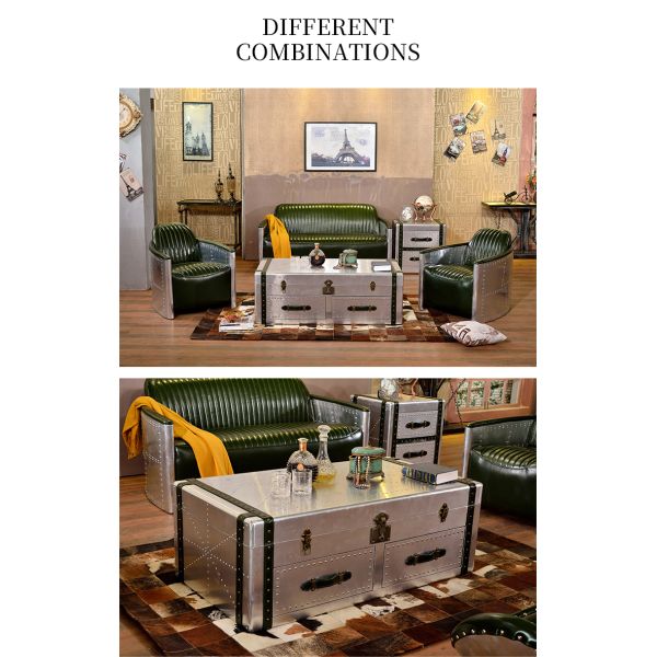 Nidea #8655 Retro Industrial Loft Style Aluminum Multifunction Coffee Table Cabinet for Villas Living Room Unique Furniture