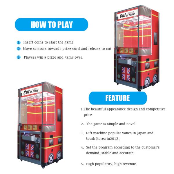 Metal Frame Cut String Vending Game Machine / Toy Catcher Machine