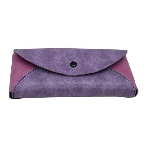 Purple Oem Labels Soft Leather Eyeglass Pouch Portable Hot Stamping Logo