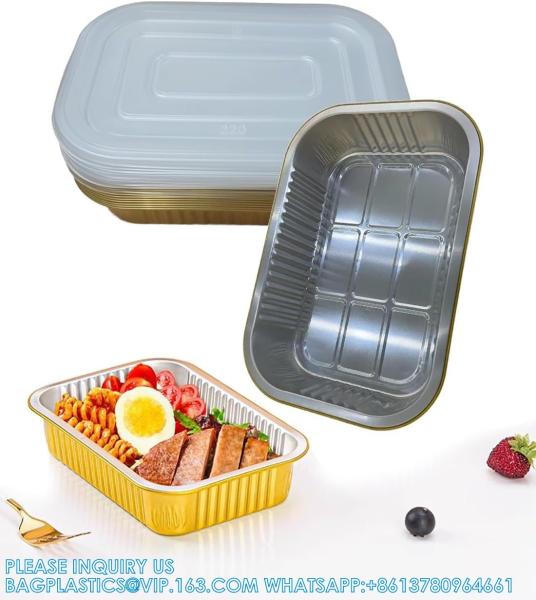 Aluminum Foil Pans With Lids 10pack Heavy Duty 2LB Foil Pan 8.5×6 Disposable, Microwave & Oven Safe Cooking