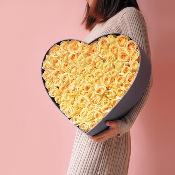 Luxury Coated Paper XXL Heart Shape Rose Packaging Box / Rose Gift Box 38*15cm Size