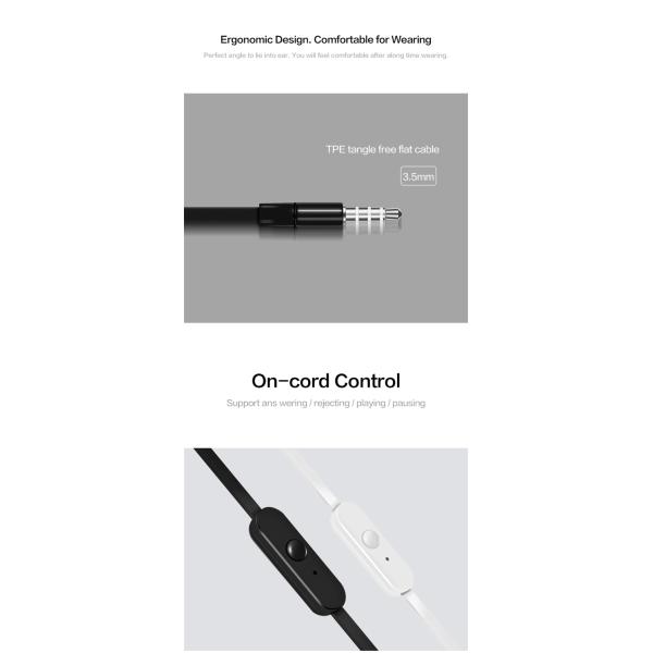 PVC TPE Cable 20KHz Wired In Ear Earphones 3D Flexible Earhook