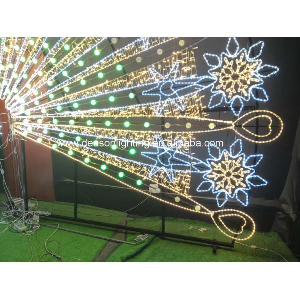 New Christmas Wedding Festival Outdoor Large Size 3D LED Sculptures Peacock Motif Light For Sale