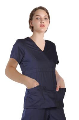 As luvas curtos do Spandex do poliéster das mulheres de 155 G/M esfregam o uniforme médico