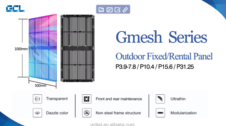 High quality transparency Gmesh Series HD Window High Brightness Display Display  IP65 Stable