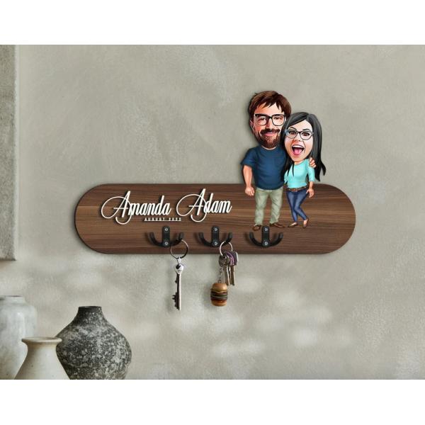 Customized Logo Wooden Key Holder Entryway Organizer for Personalized Home Storage