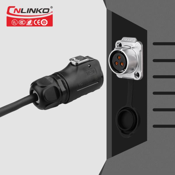 CNLINKO 3 Pin Male Connector IP68 Waterproof M20 Female DC Power Plug Power Cable Type