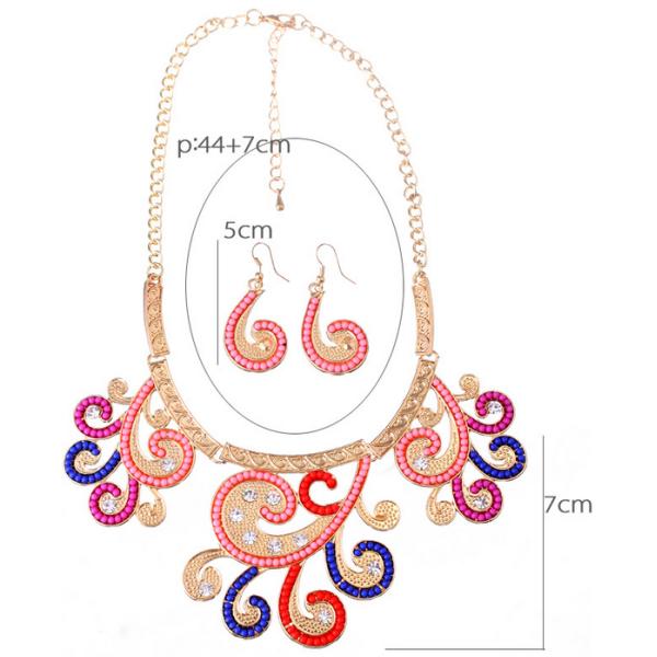 Exaggerated personality retro diamond alloy beads necklace clavicle chain branches