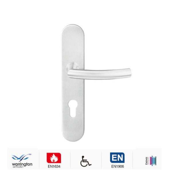 EN1906 door handle sets with spring loaded plate 70-85mm mortice lock center