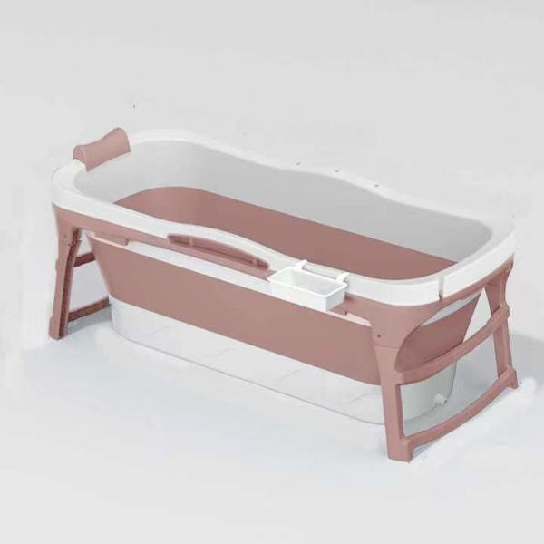 1.18M Blue Pink Freestanding Plastic Bathtub Plastic Folding Bath Tub For Adults