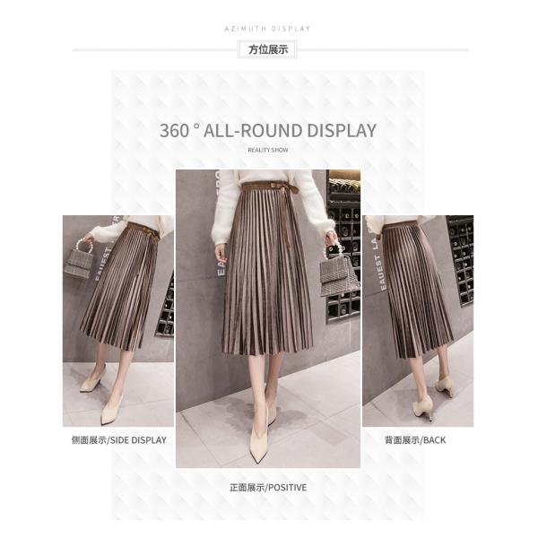 Large Swing Women Pleated Skirt , Gold Bowknot Velvet Pleated Midi Skirt