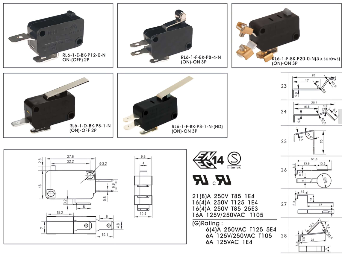 Customizable RL6-1 Micro Switch Various Configurations For OEM Requirements
