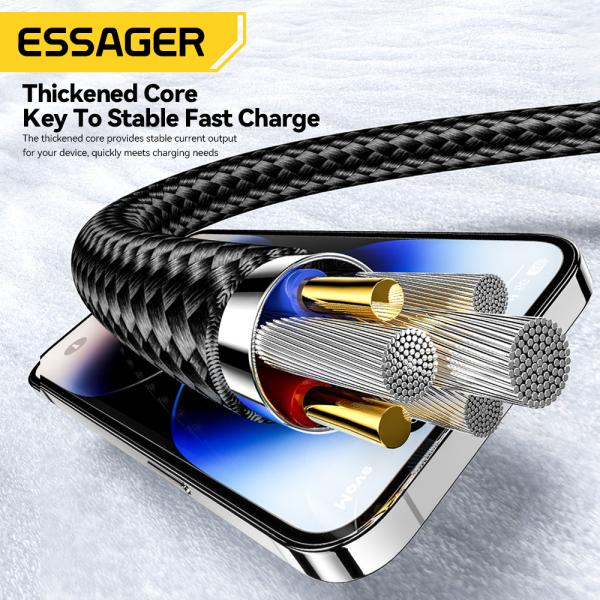 ESSAGER ES-X49 65W Usb to Type C Lightning 4 in 1 Charger Data Cable for Phone Laptop