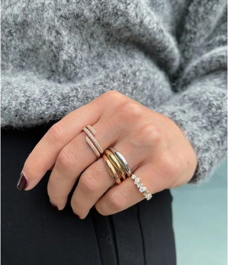 Flat 18K Gold Plated Boho 925 Sterling Silver Stacking Women's Rings