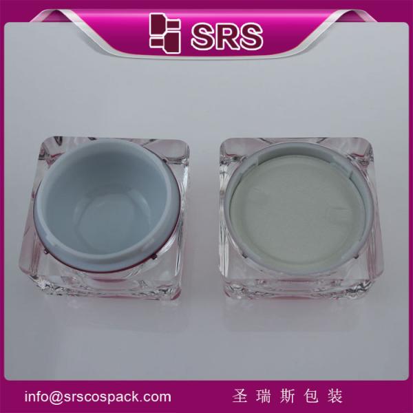 SRS PACKAGING acrylic luxury and elegant jars for cream ,square shapeplastic container with lid