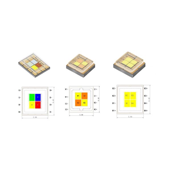 Ceramic SMD6065 LED RGBW 60Watt RGBL 4IN1 LED TunableWhite CRI80 LEDs