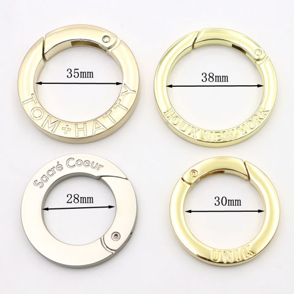Gold Filled Round Spring Clasp 19.6mm Spring Flat O Ring Carabiner Open for HandBags Accessories