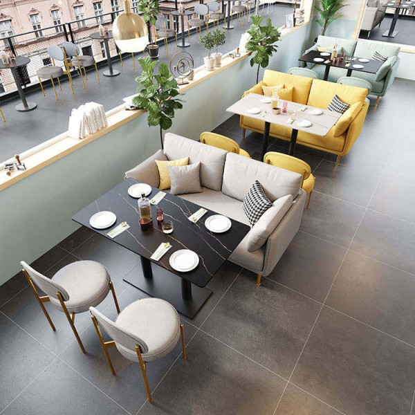 Customizable Fire Retardant Modern Design Coffee Shop Fabric Sofa for Restaurant and Cafe Leisure