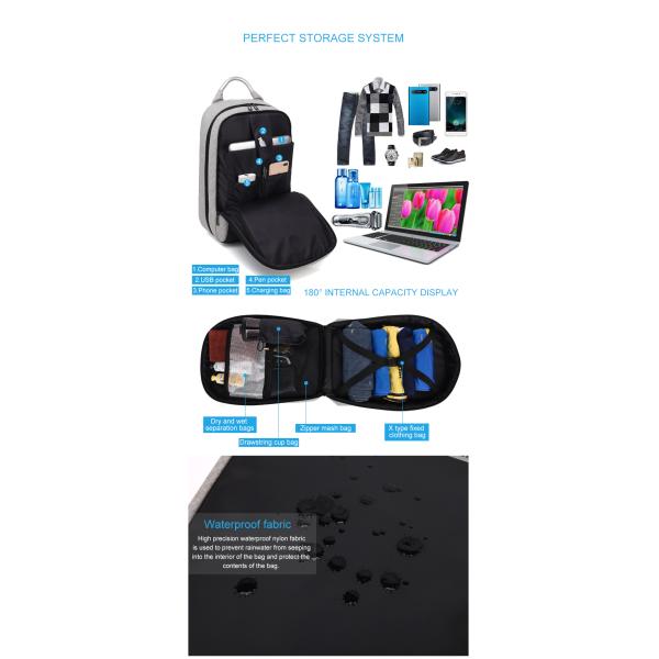 16 Litre Laptop Compartment Anti Theft School Backpack 30*12*45cm